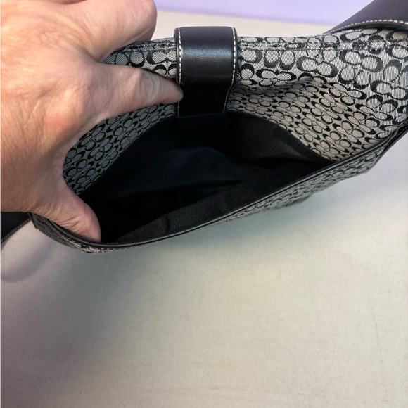 Coach 6376 Signature Mini C Canvas Black Flap Buckle Shoulder Bag Purse - Picture 7 of 12